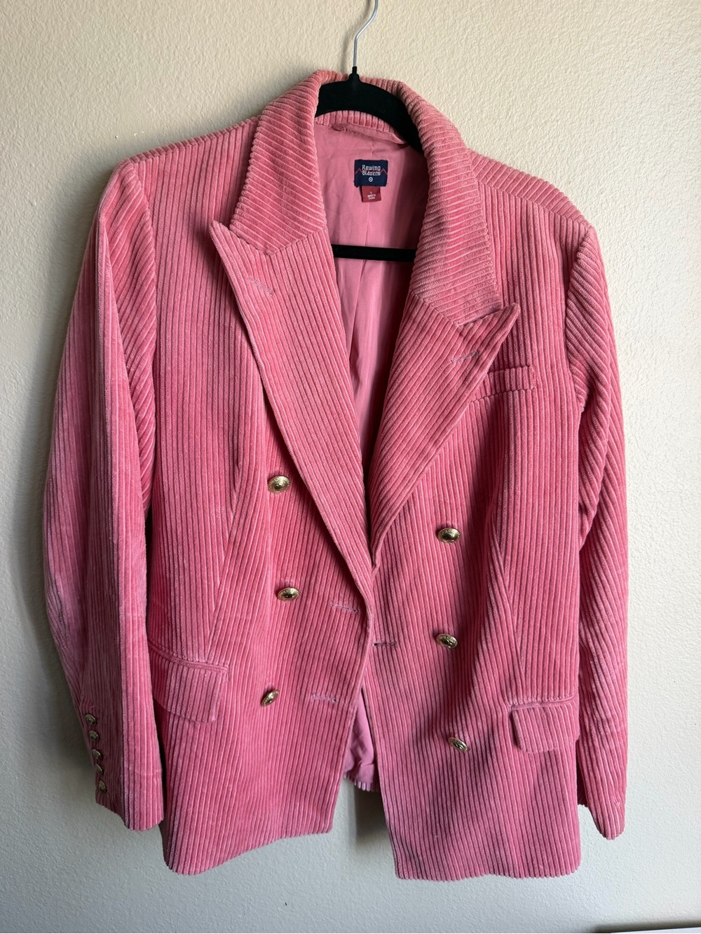 Target Pink Corduroy Double-Breasted Blazer with Gold Buttons